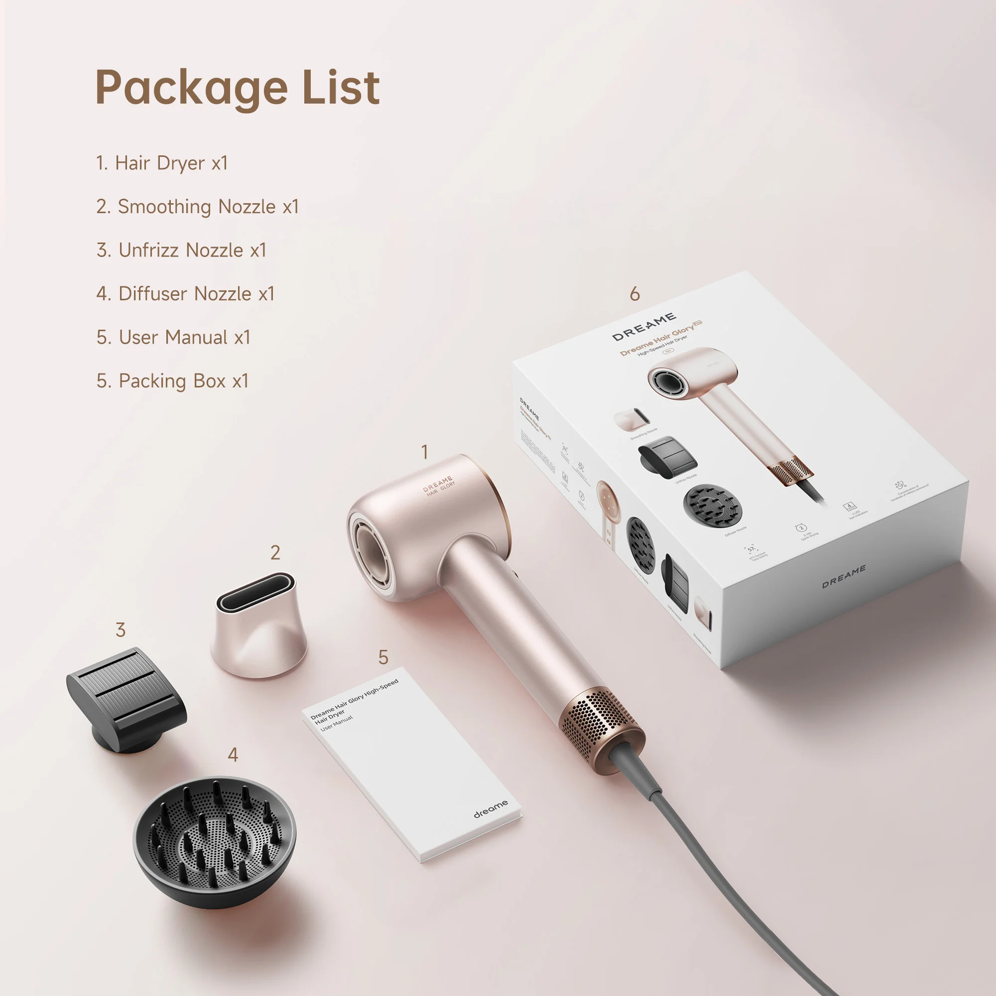 Dreame Glory Pro Hair Dryer, 2 Mins Fast Drying, 4 temperatures and 2 speeds - Image 7
